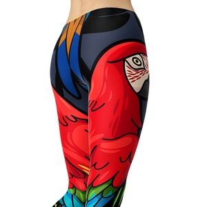 Macaw Leggings, Bird Leggings, Hibiscus Leggings, Yoga Leggings, Printed Leggings, Unique Leggings, Yoga Pants, Leggings For Women, Capris
