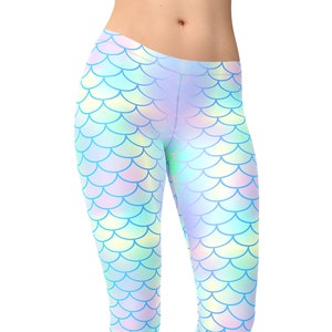Colorful mermaid leggings, gradient tale, yoga leggings, printed workout leggings, capri leggings, yoga shorts, high waist yoga pants
