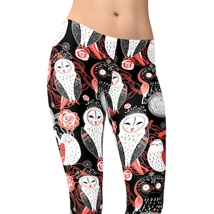 Owl Leggings, Bird Leggings, Printed Leggings, Workout Leggings, Yoga Leggings, Gym Leggings, Leggings for Women, Capris, Yoga Pants