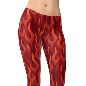 Flame Leggings for Women, Fire Leggings, Unique Legging, Yoga Pants, High Waist Leggings, Capri Leggings, Flame Tights, Workout Leggings