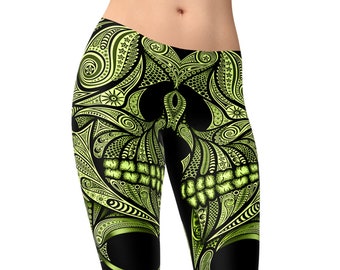 Tattoo Leggings, Skull Leggings, Halloween Leggings, Leggings for Women, Yoga pants, Printed leggings, Unique Leggings, Holiday Yoga Pants