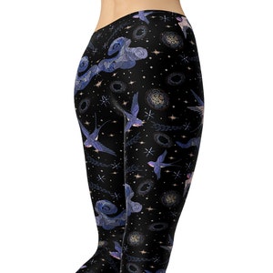 Bird with Starry Sky Leggings, Embroidery Pattern Leggings, Yoga Leggings, Printed Leggings, Legging for Women, Workout Leggings