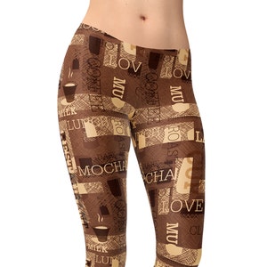 Coffee Print Leggings: Vintage Style Yoga Pants