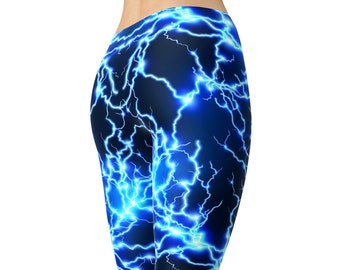 Electric Lightning Leggings for Women, LightningTights, Yoga Pants, Printed Leggings, Workout Leggings, Capris, Running Pants, Gym Leggings