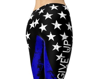 Tunna blå leggings - polisfrugåva Distressed Flag med hög midja