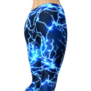 Midnight Blue Lightning Design Yoga Leggings -  Canada