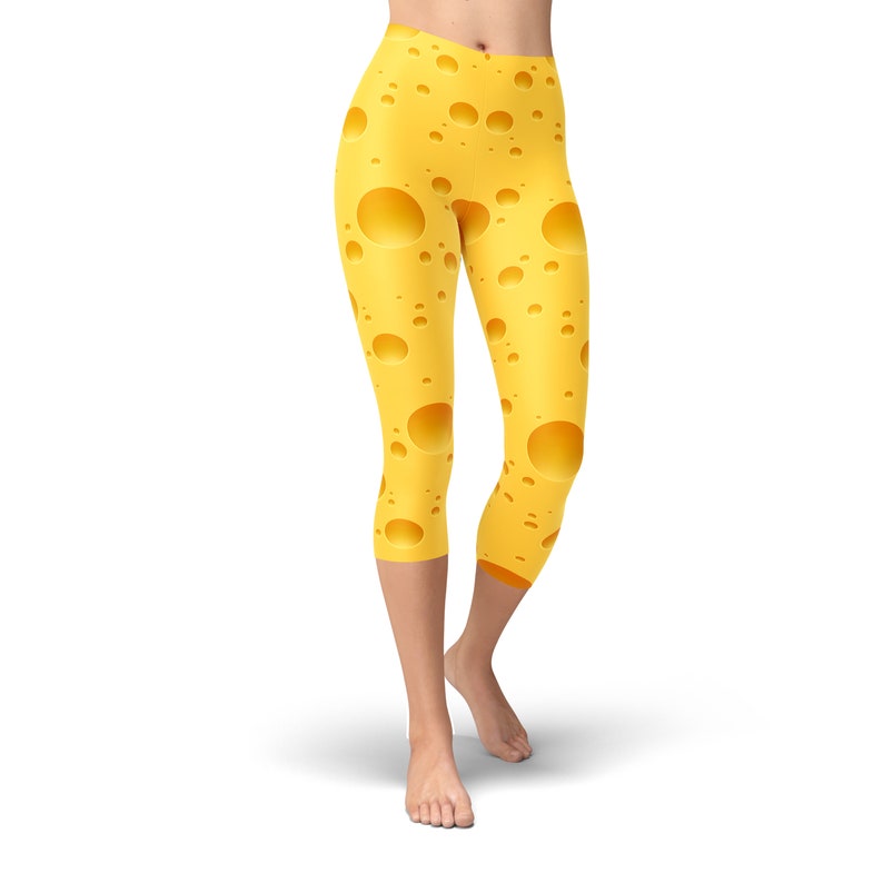 Cheese Leggings for Women, Printed Leggings, Yoga Leggings, High Waist Leggings, Capri Leggings, Cheese Tights, Workout Leggings image 8