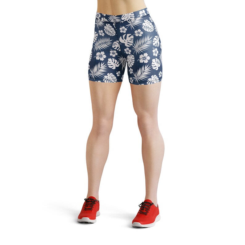 Tropical Spring Pattern on Denim Hight Waist Leggings Floral | Etsy