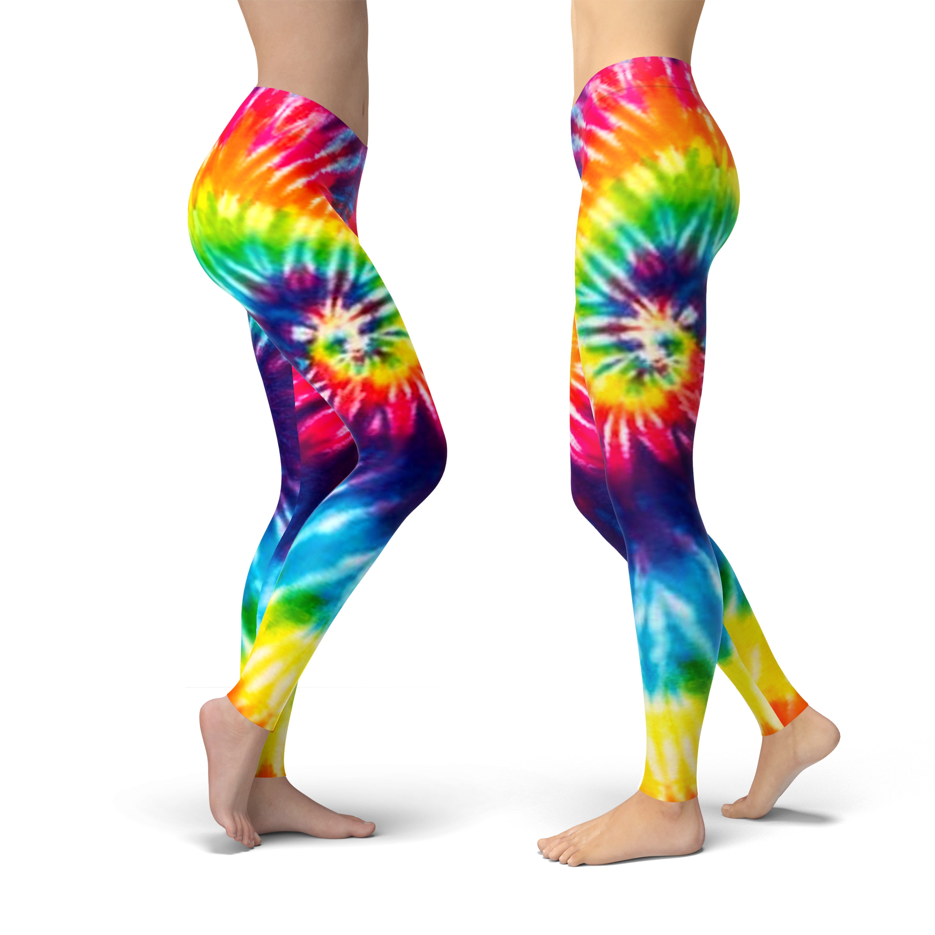 Discover Hippie Rainbow Tie Dye Yoga Leggings, Gift for Women