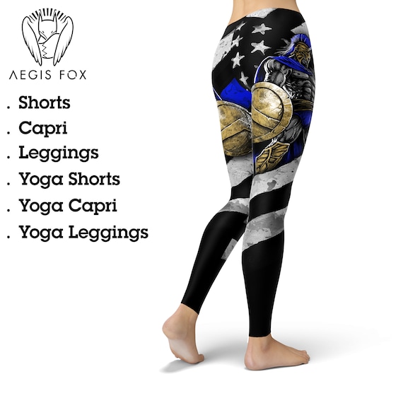 Thin Blue Line Warrior Leggings, Yoga Leggings, Printed Leggings