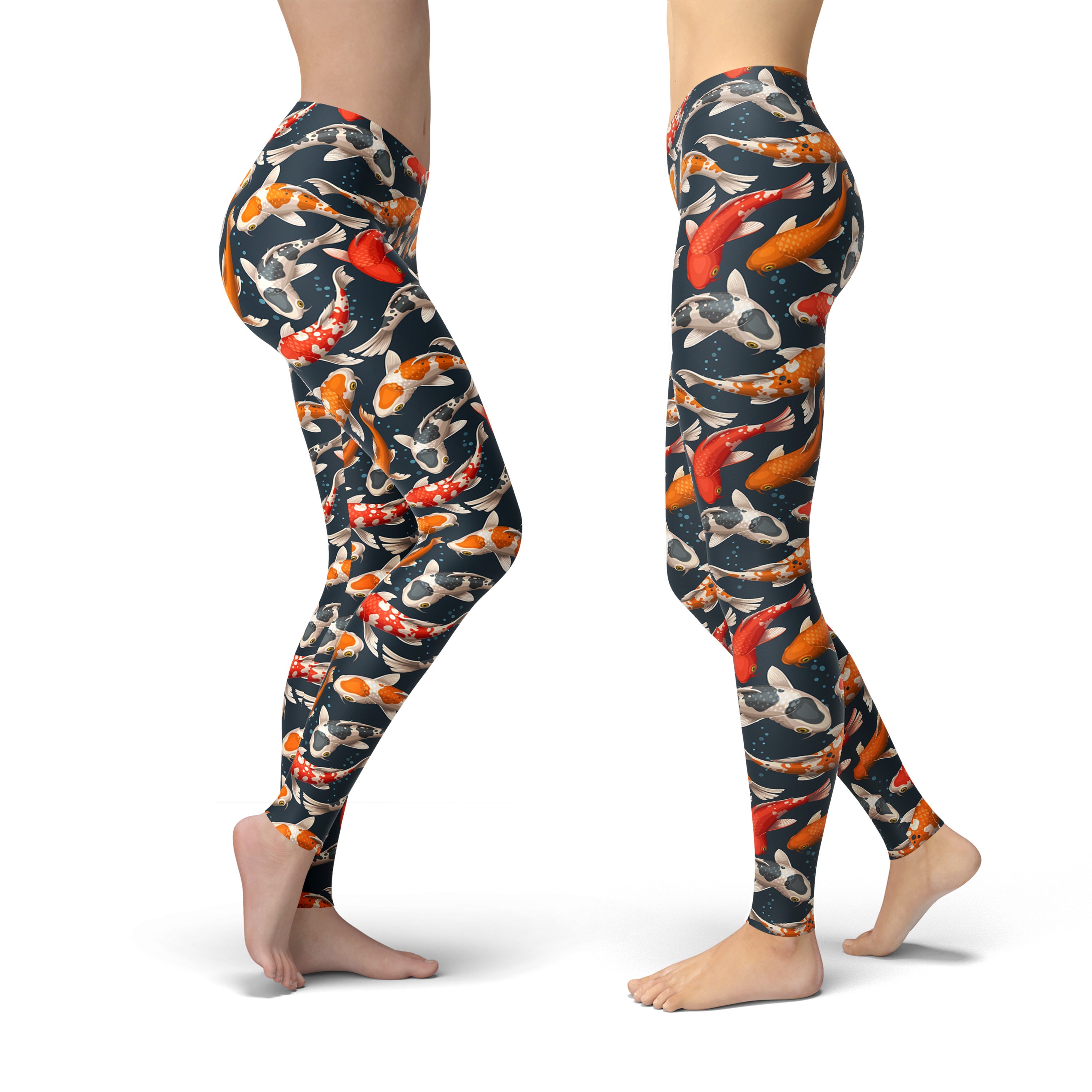 Koi Fish Leggings for Women Printed Leggings Workout | Etsy
