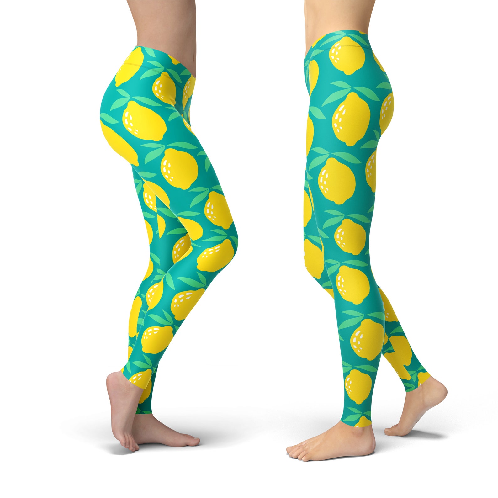 Lemon Leggings Summer Leggings Yoga Pants Workout Leggings Etsy