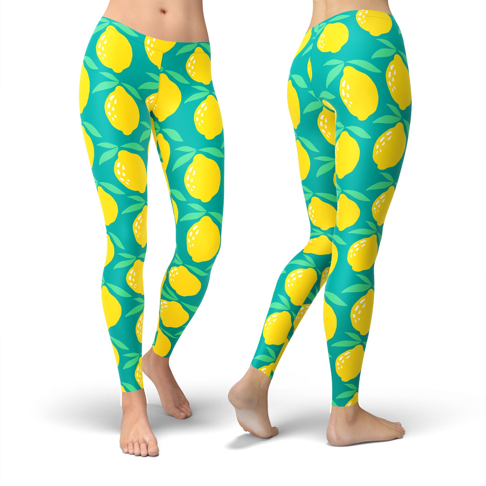 Lemon Leggings Summer Leggings Yoga Pants Workout Leggings Etsy