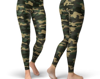 Green Camo Leggings, Camo Leggings for Women, Camo Fabric