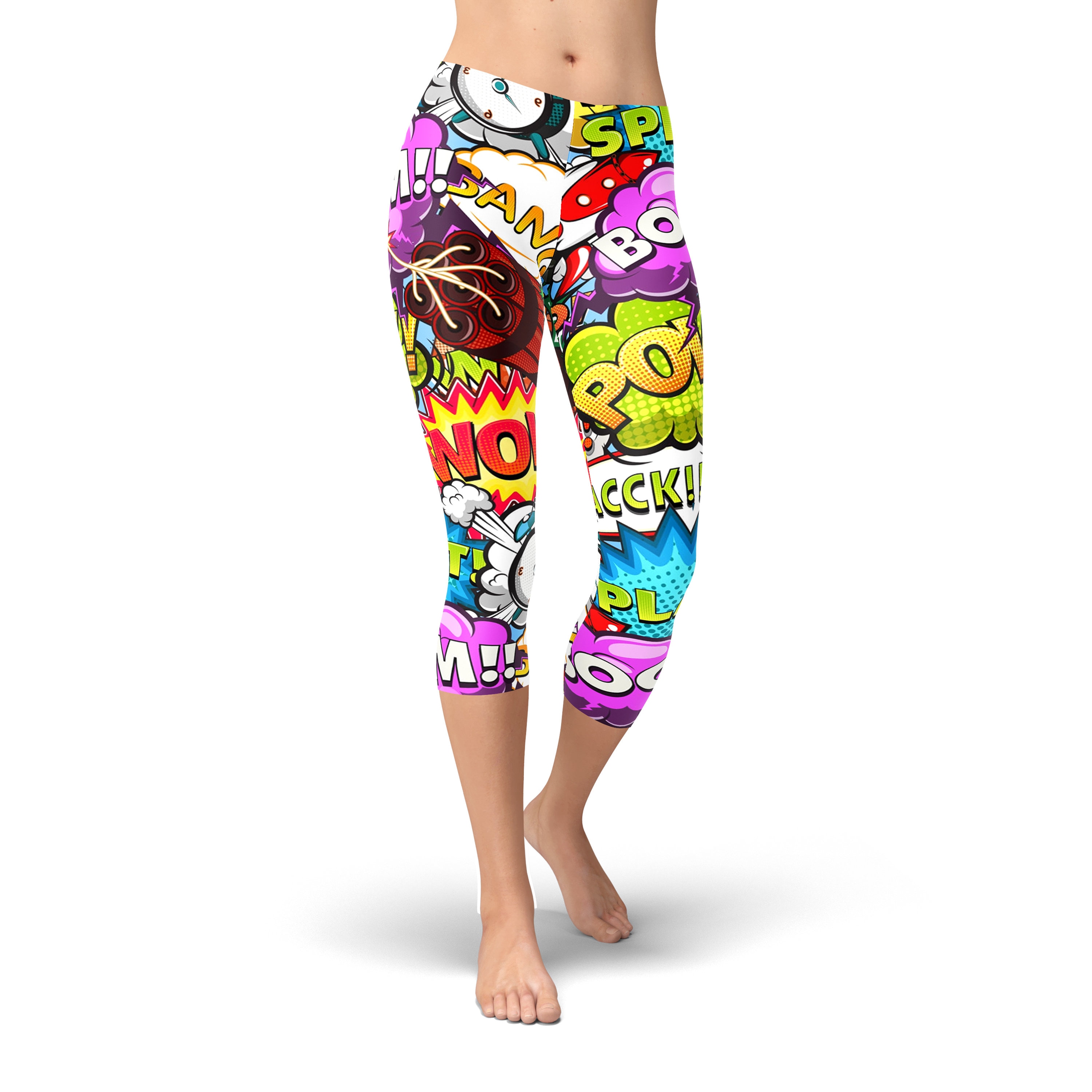 Comic Pop Art Leggings Graffiti Leggings Yoga Pants Printed Tights Fun Print Leggings Workout Leggings Activewear Yogawear Art Pants Etsy