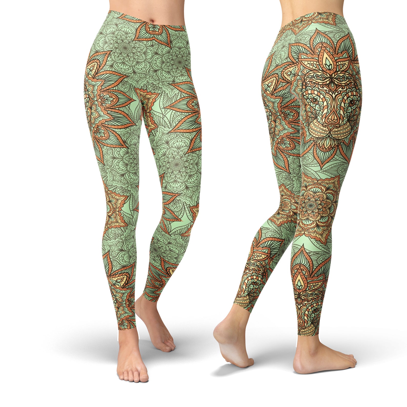 Lion Mandala Leggings Yoga Pants Printed Leggings Workout - Etsy