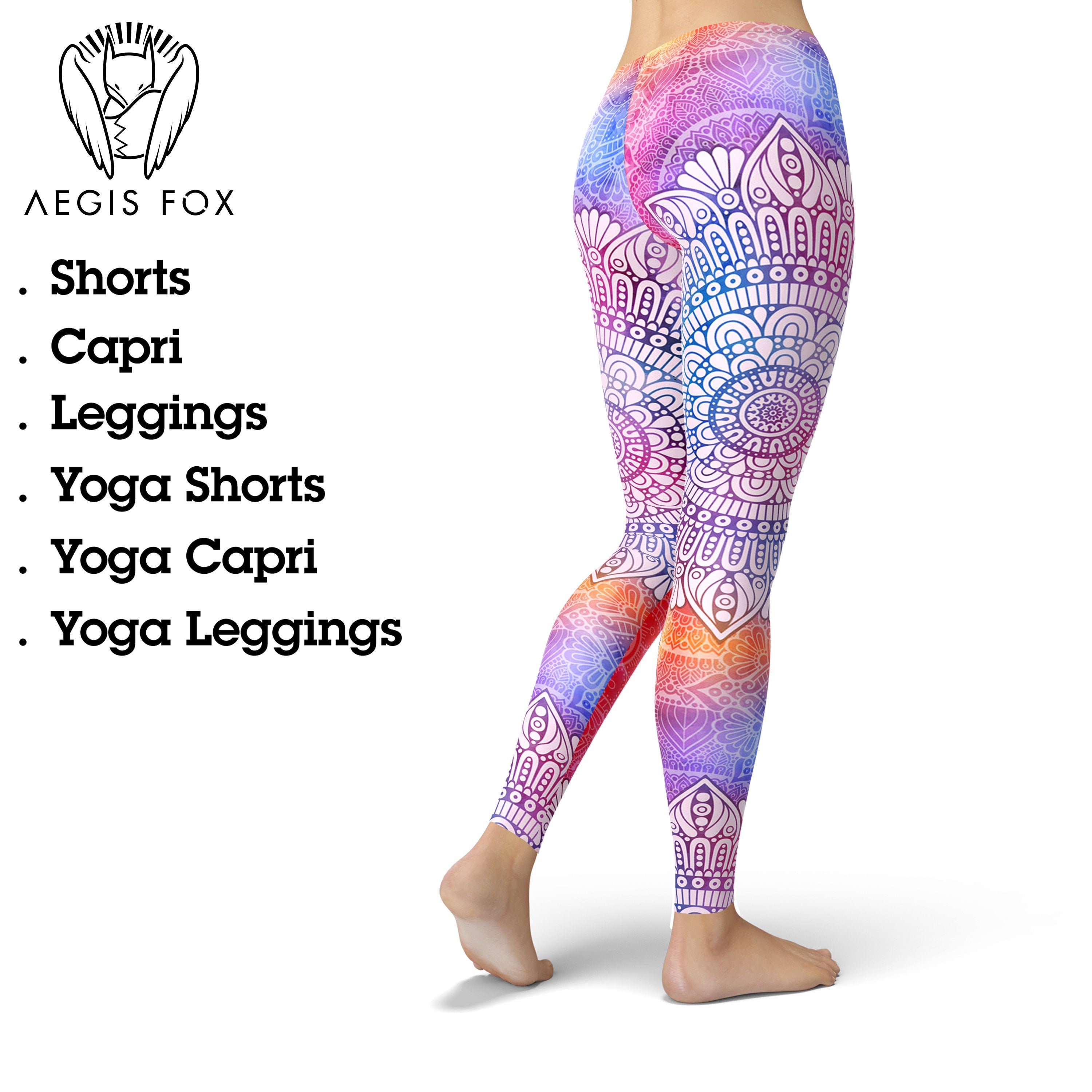 Mandala Leggings for Women, Yoga Tights, Workout Leggings, Boho Leggings,  Mandala Pattern, Lotus Printed Leggings, Colorful Mandala 