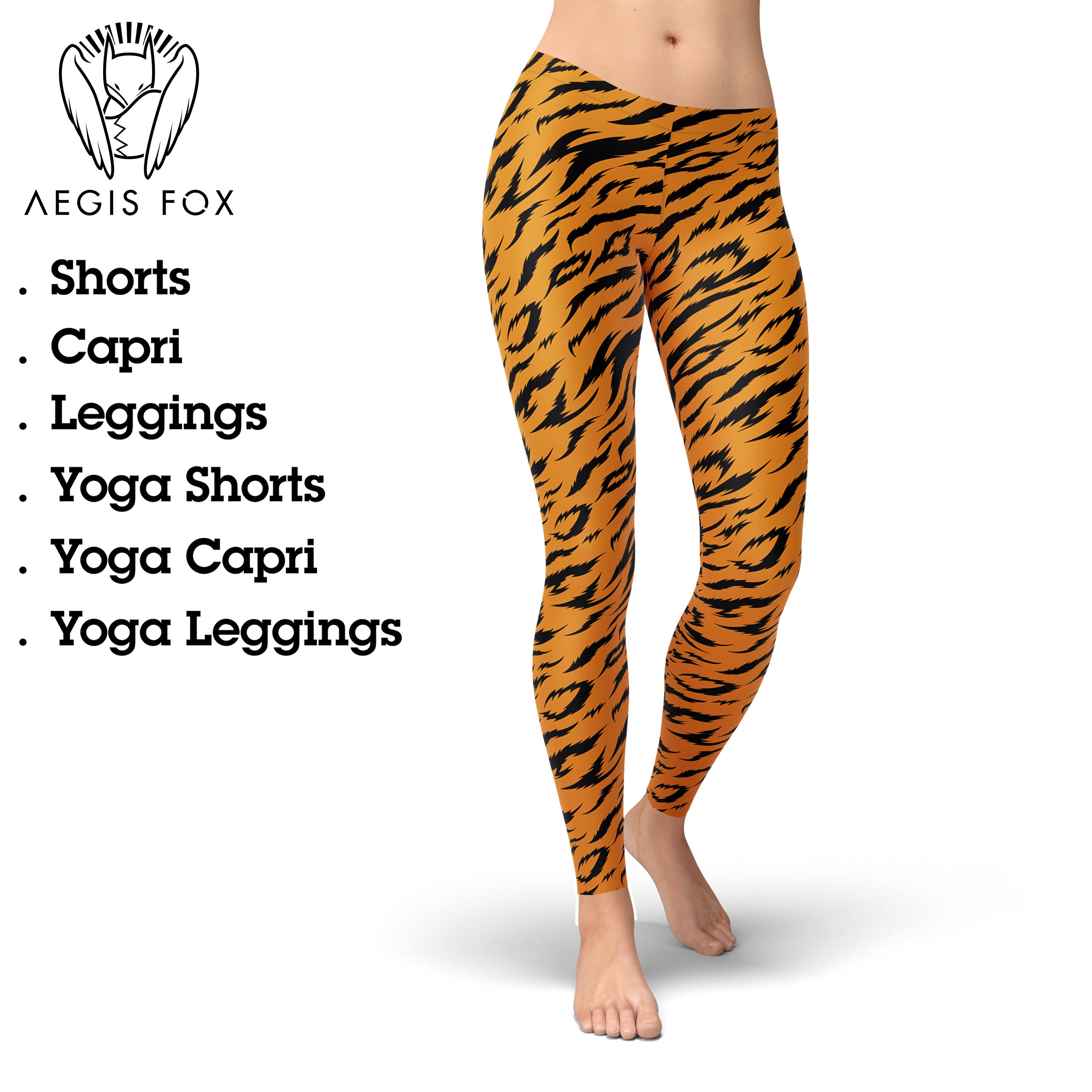 Womens Tiger Print Leggings, Animal Print Leggings, Tiger Skin