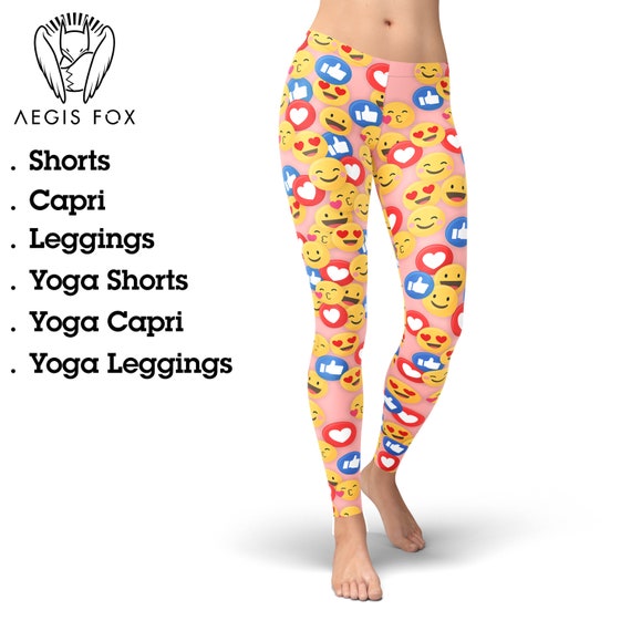 Emoji Leggings for Women, Emoji Yoga Pants, Workout Leggings