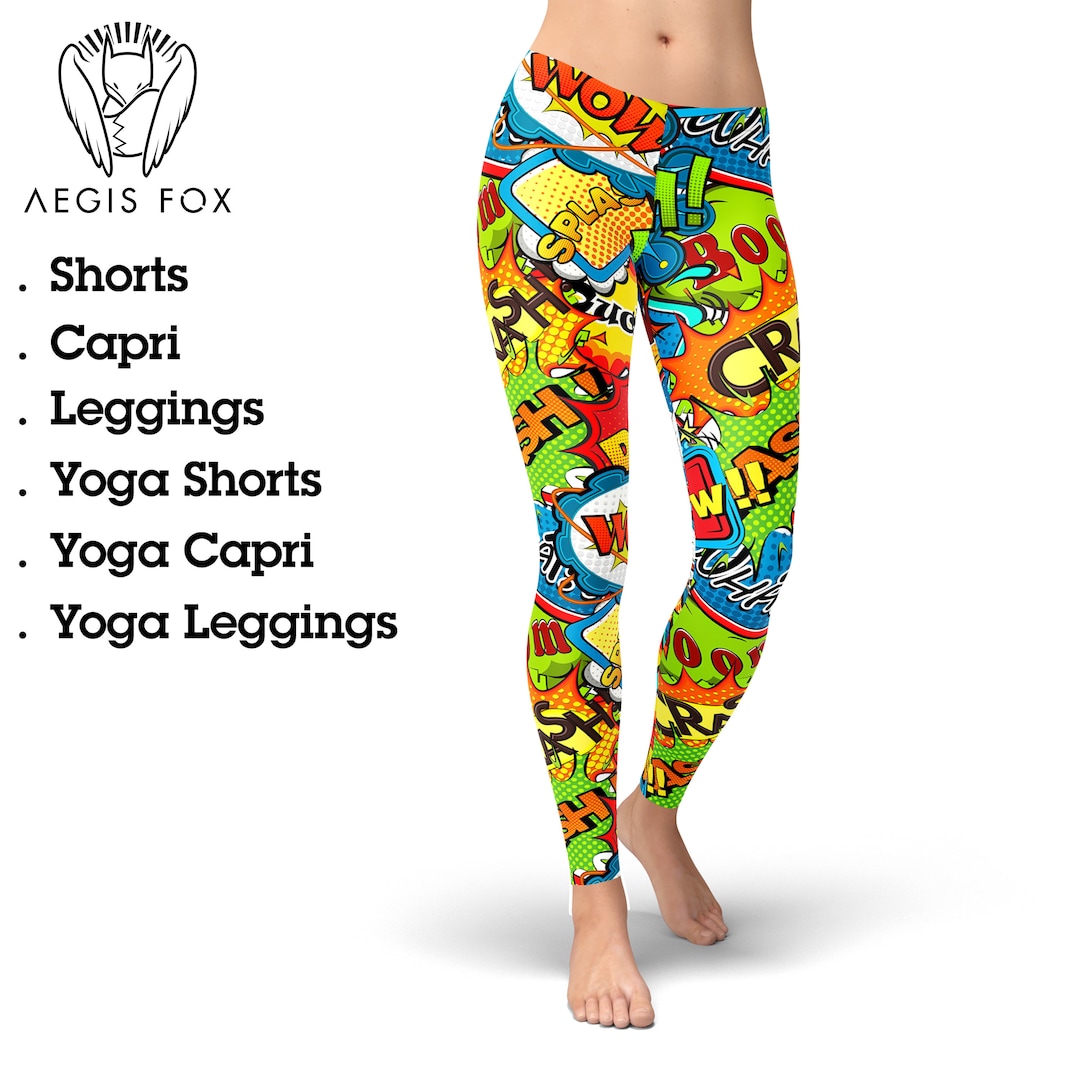 Comic Book Print Yoga Leggings: Graffiti Art Activewear Denmark - Main Image