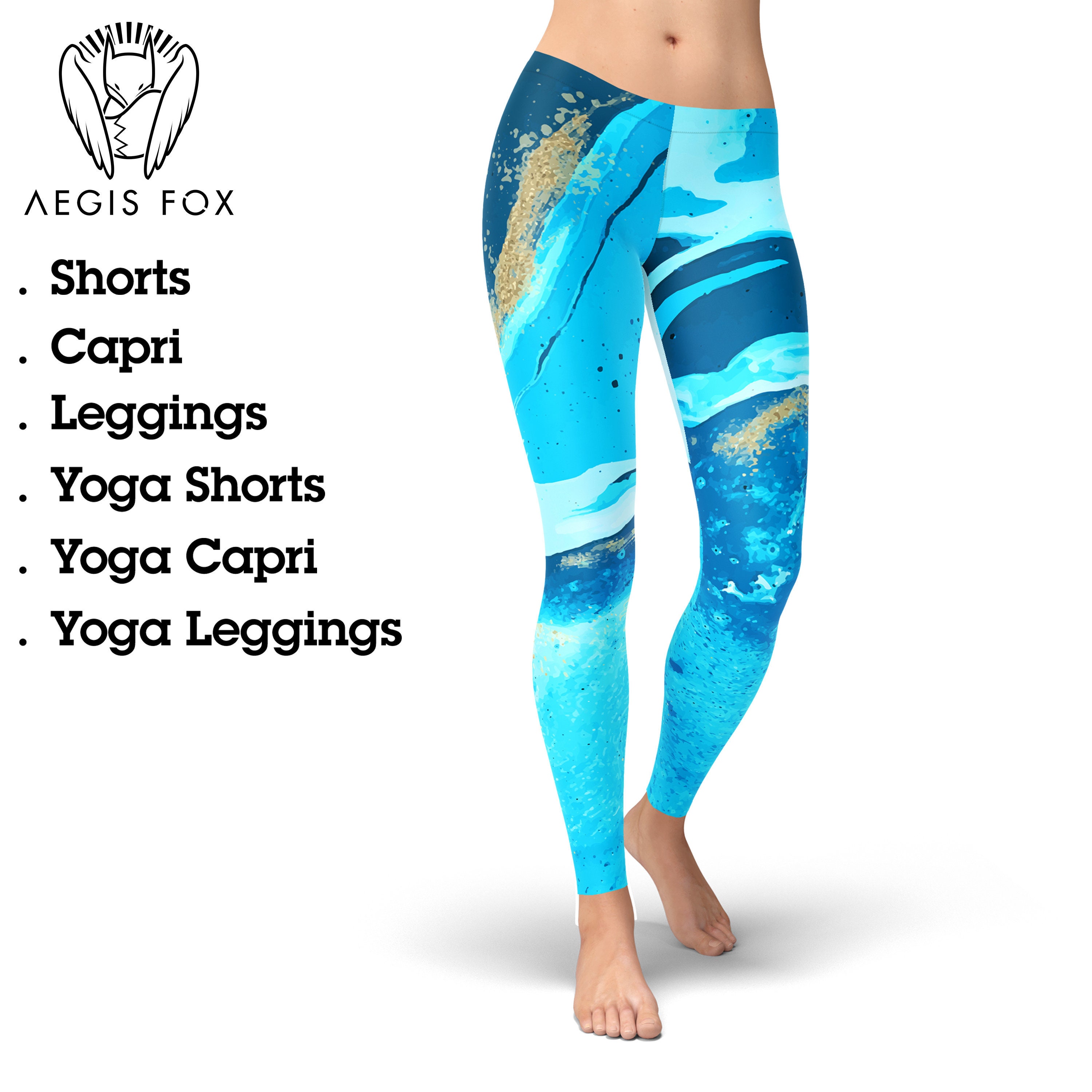 Watercolor Galaxy Yoga Leggings: High Waist Capri Workout Pants