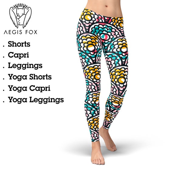 The Many Faces of Spongebob Women's Leggings Yoga Workout Capri Pants