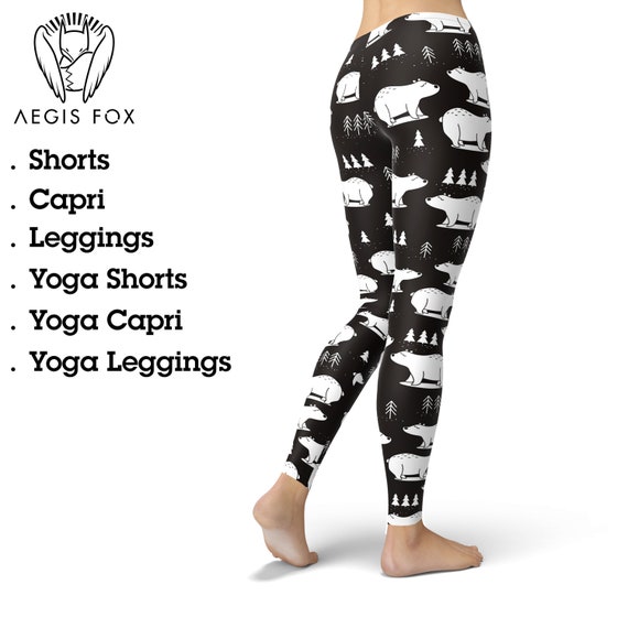 Polar Bear Leggings for Women, Bear Gift Outfit, Bear Fabric Pattern,  Printed Leggings, Yoga Pants, High Waist Leggings, Cute Yoga Pants 