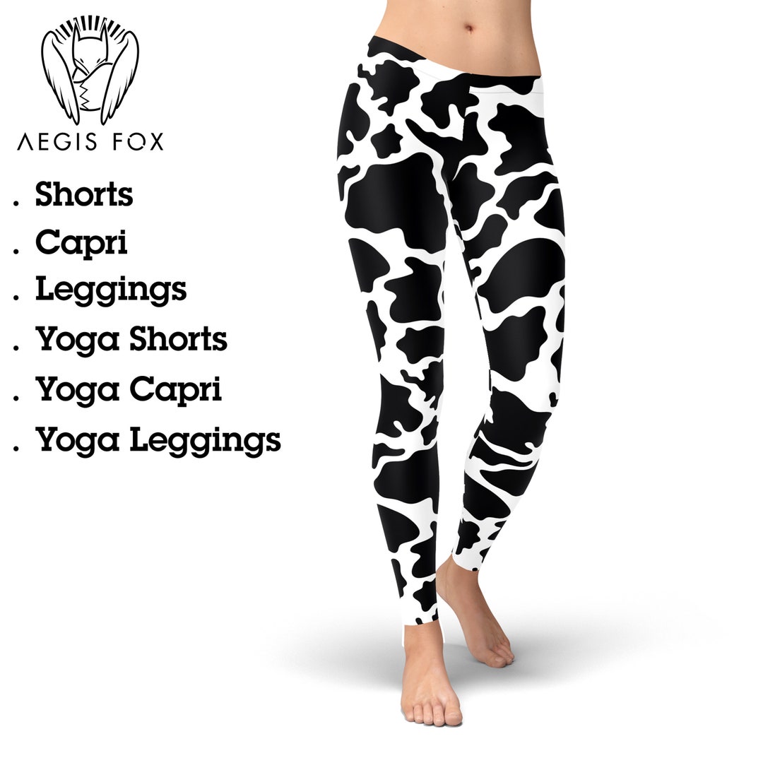Cow Print Leggings Cow Skin Yoga Pants Cow Leggings Printed Leggings Workout Leggings Capri Leggings High Waist Leggings Yoga Shorts Etsy
