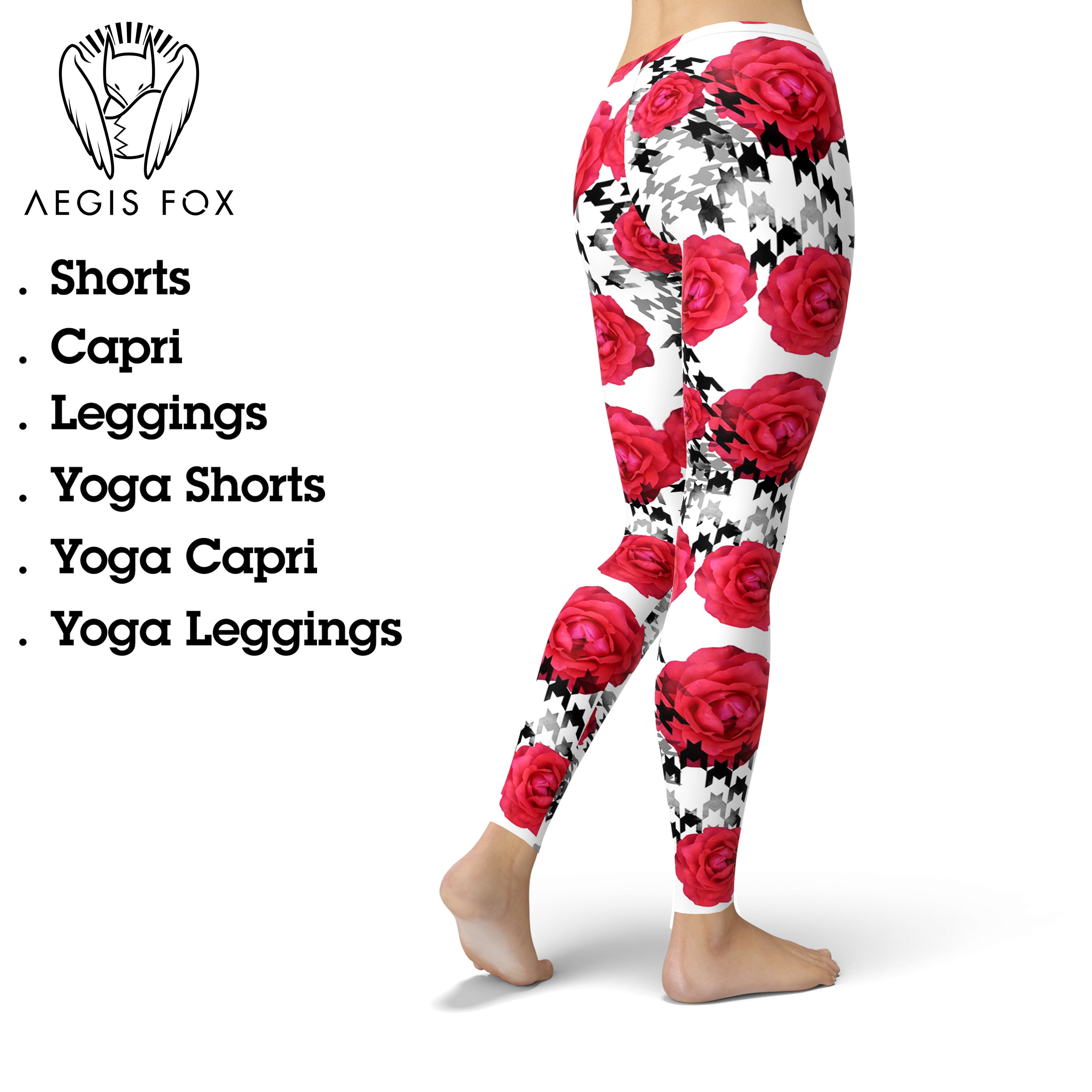 Houndstooth Flower Leggings Floral Yoga 