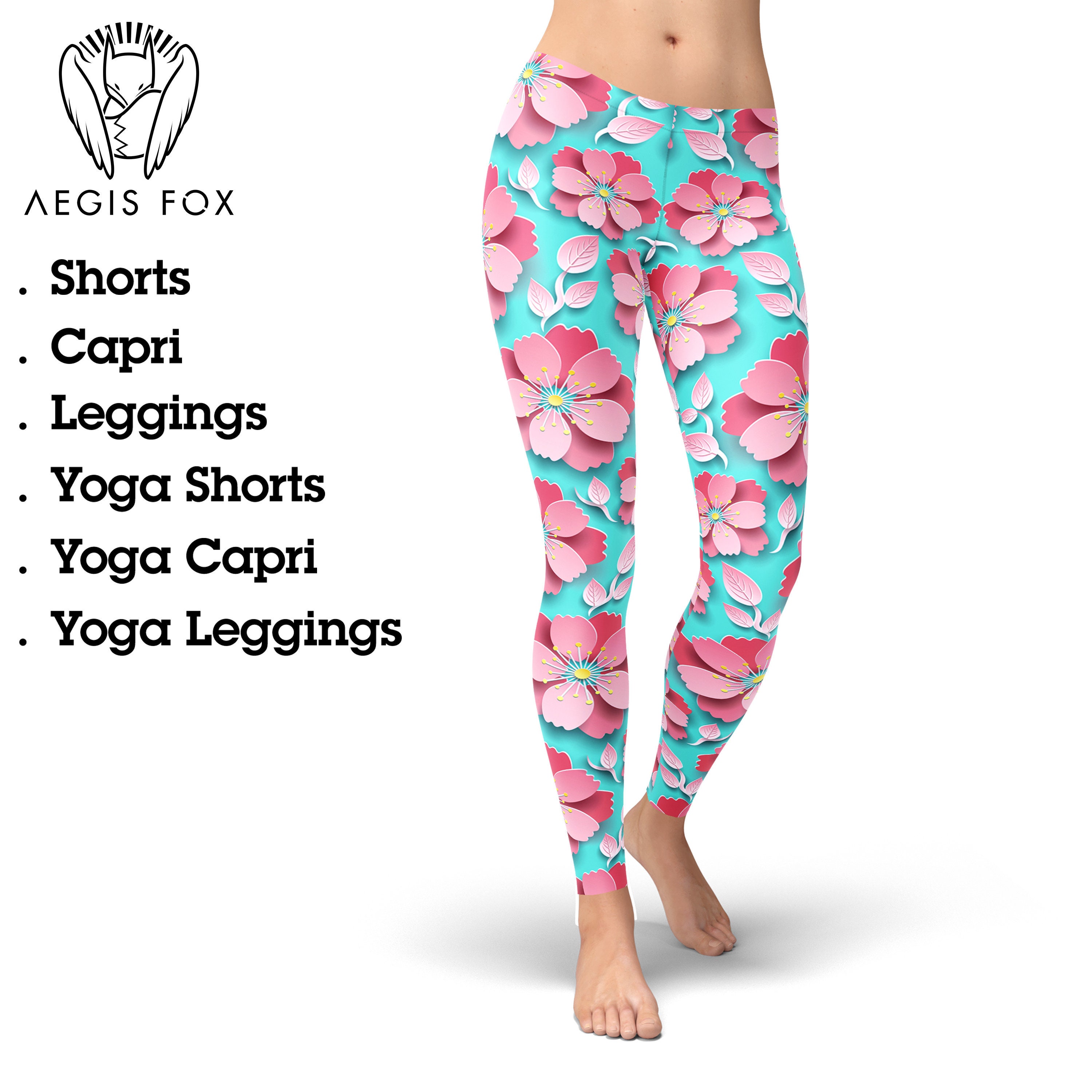 3D Sakura Flower Leggings Floral Leggings for Women Printed