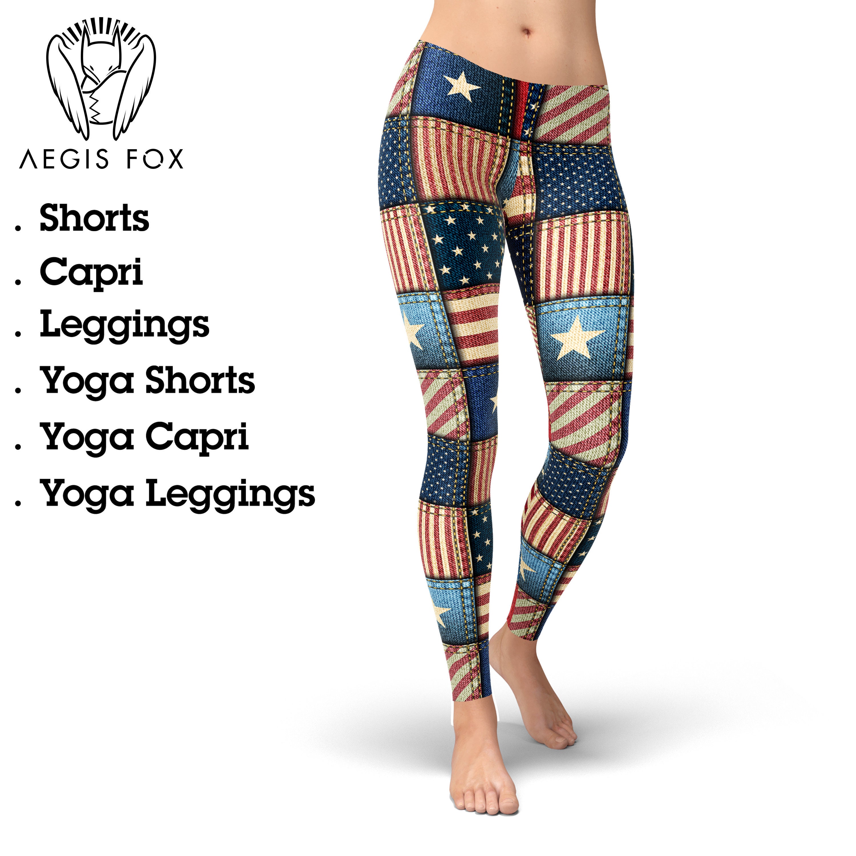 Patchwork American Flag Leggings: High Waist 4th of July Print