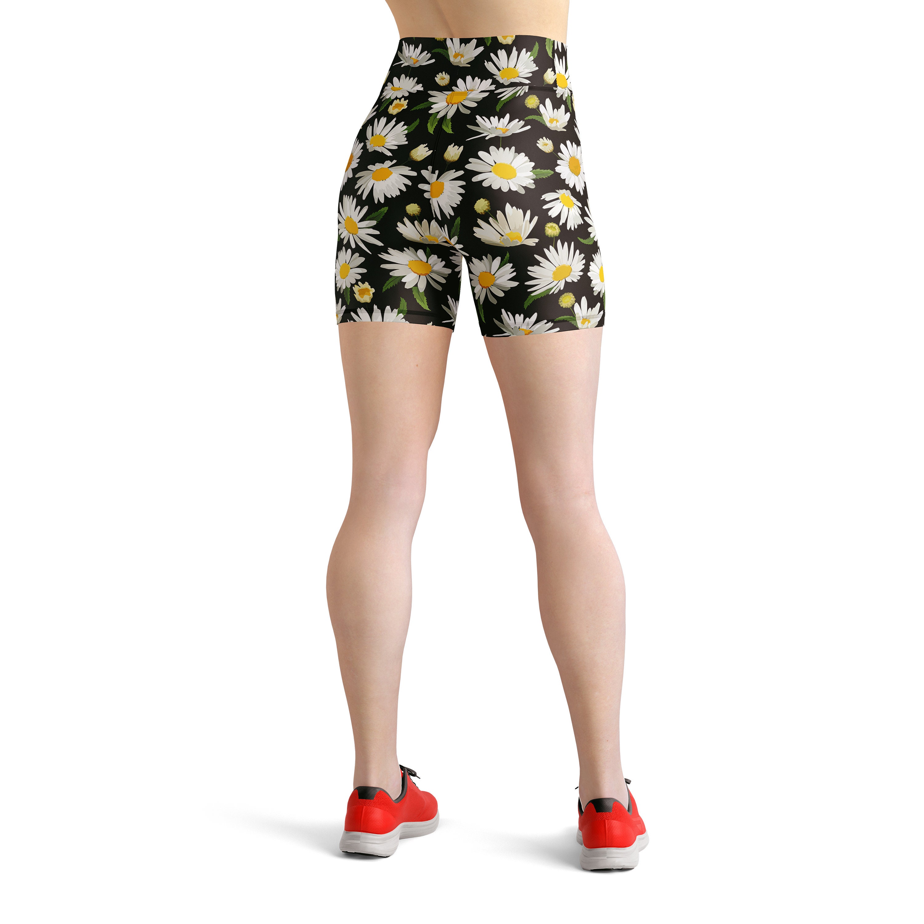 OPEN YY☆24SS FLORAL LEGGINGS SHORTS, GREEN Daisy Flower Leggings for Women, Floral Leggings, Floral