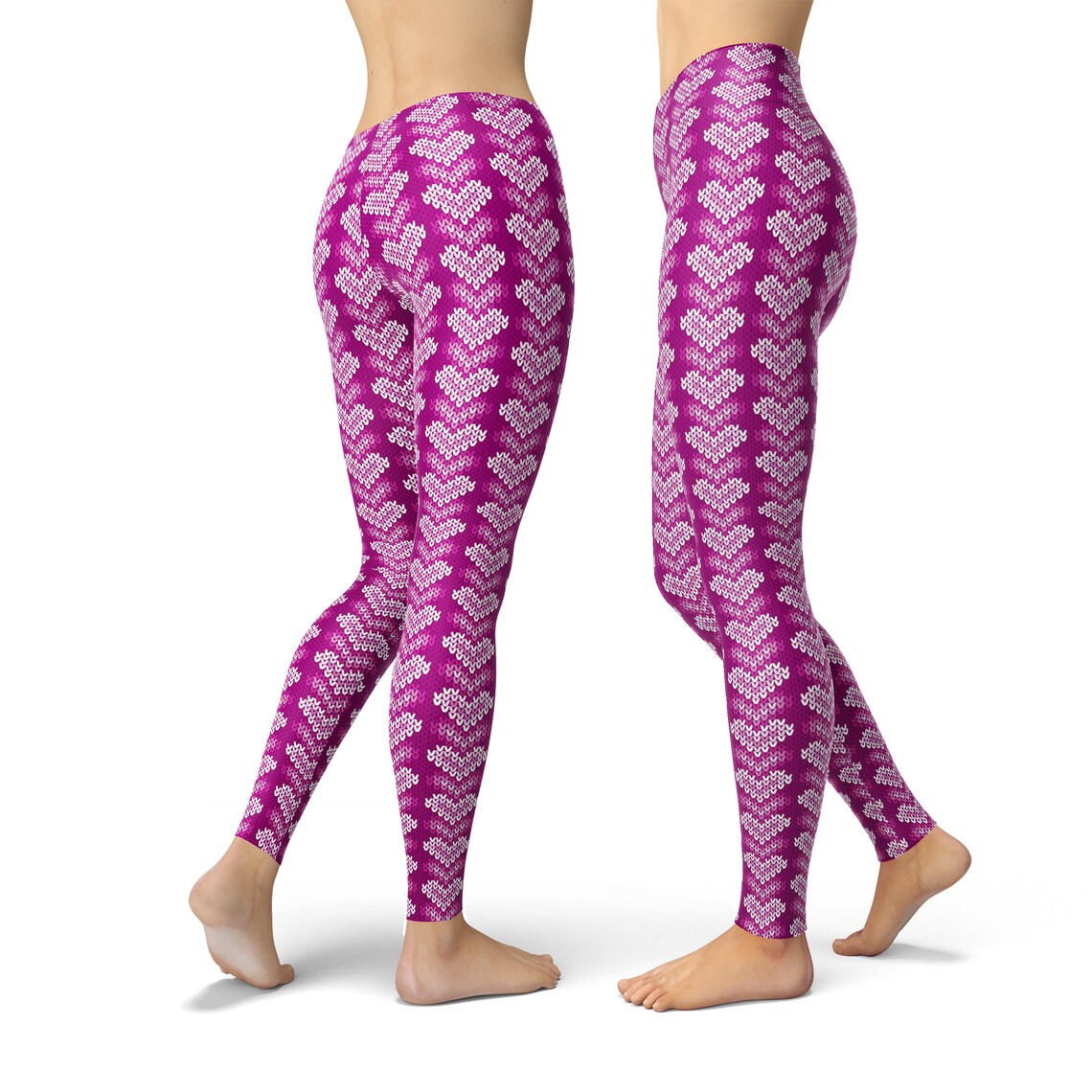 Yoga leggings -2- ELLIE LOVE pink mint - Bold heart print