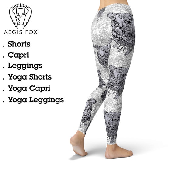 Boho Bear Leggings Tribal Leggings Hippie Leggings Bear Gift Outfit Bear Fabric Pattern Printed Leggings Yoga Pants Etsy