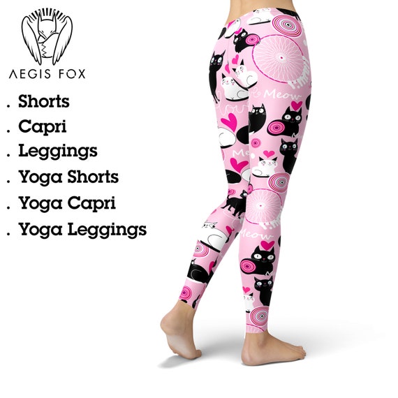 Cute Valentine Legging, Cute Cat Leggings, Valentine's Day Leggings,  Printed Leggings, Yoga Pants, Yoga Capris, Yoga Tights -  New Zealand