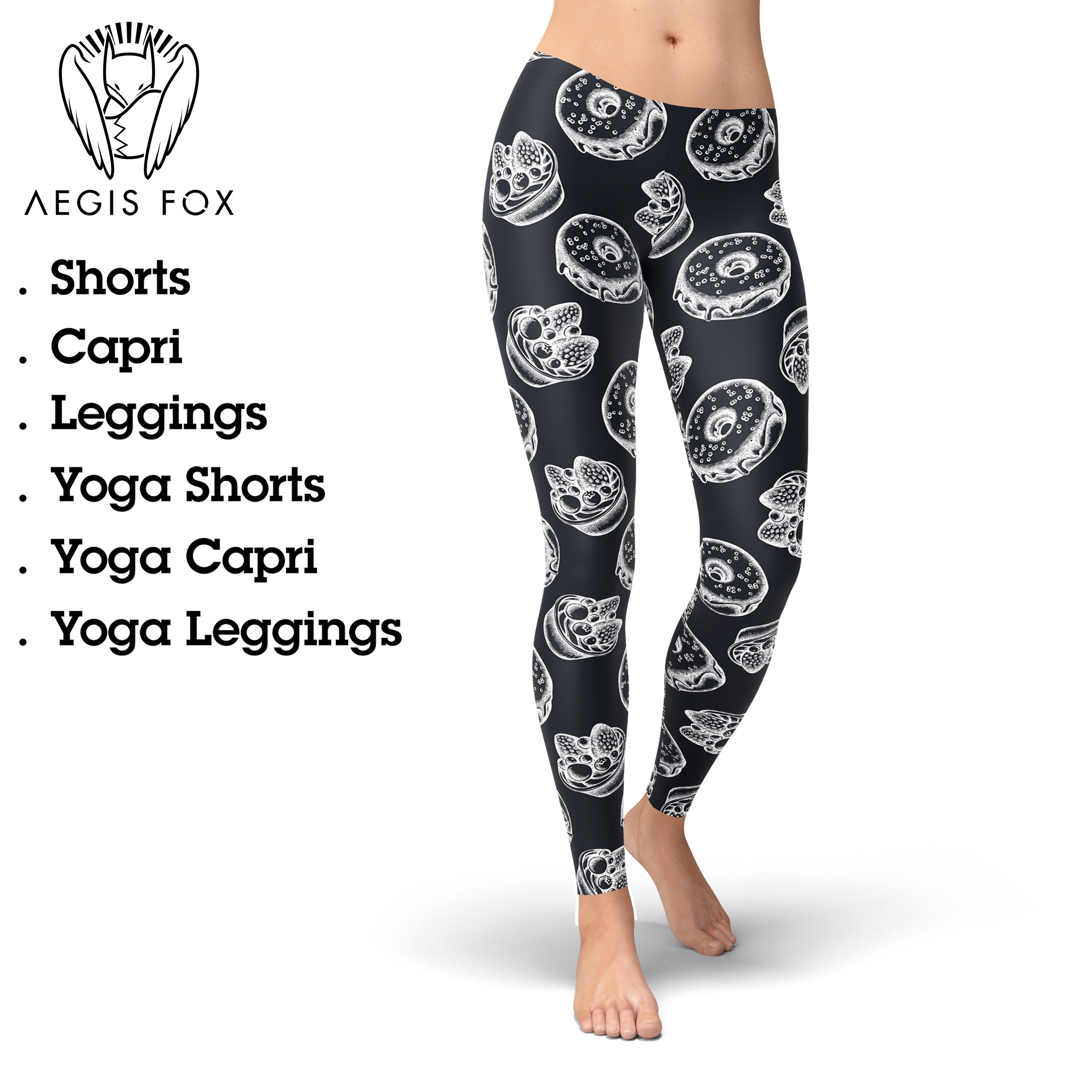 Donut Leggings for Women Food Leggings Donut Print Leggings Black Printed Leggings Capris Leggings Yoga Pants Workout Leggings Etsy Canada