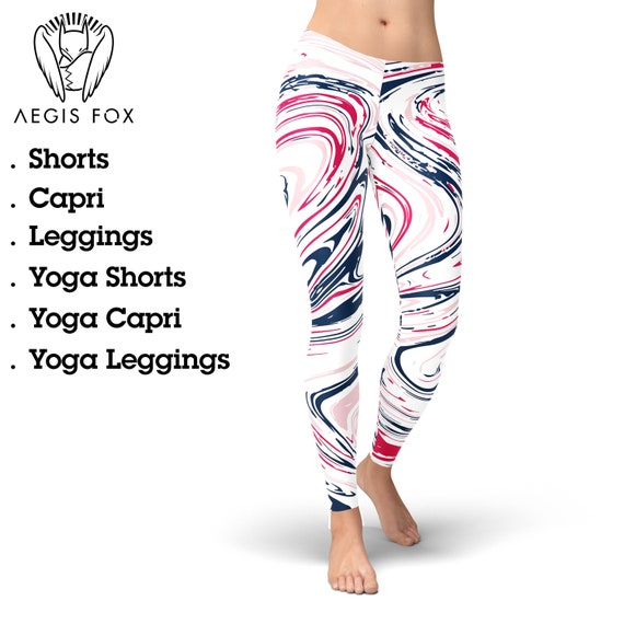 Marbel Geometric Colorful Yoga Leggings for Women, Yoga Pants, Workout  Leggings, Printed Leggings, Capri Leggings, High Waist Leggings 