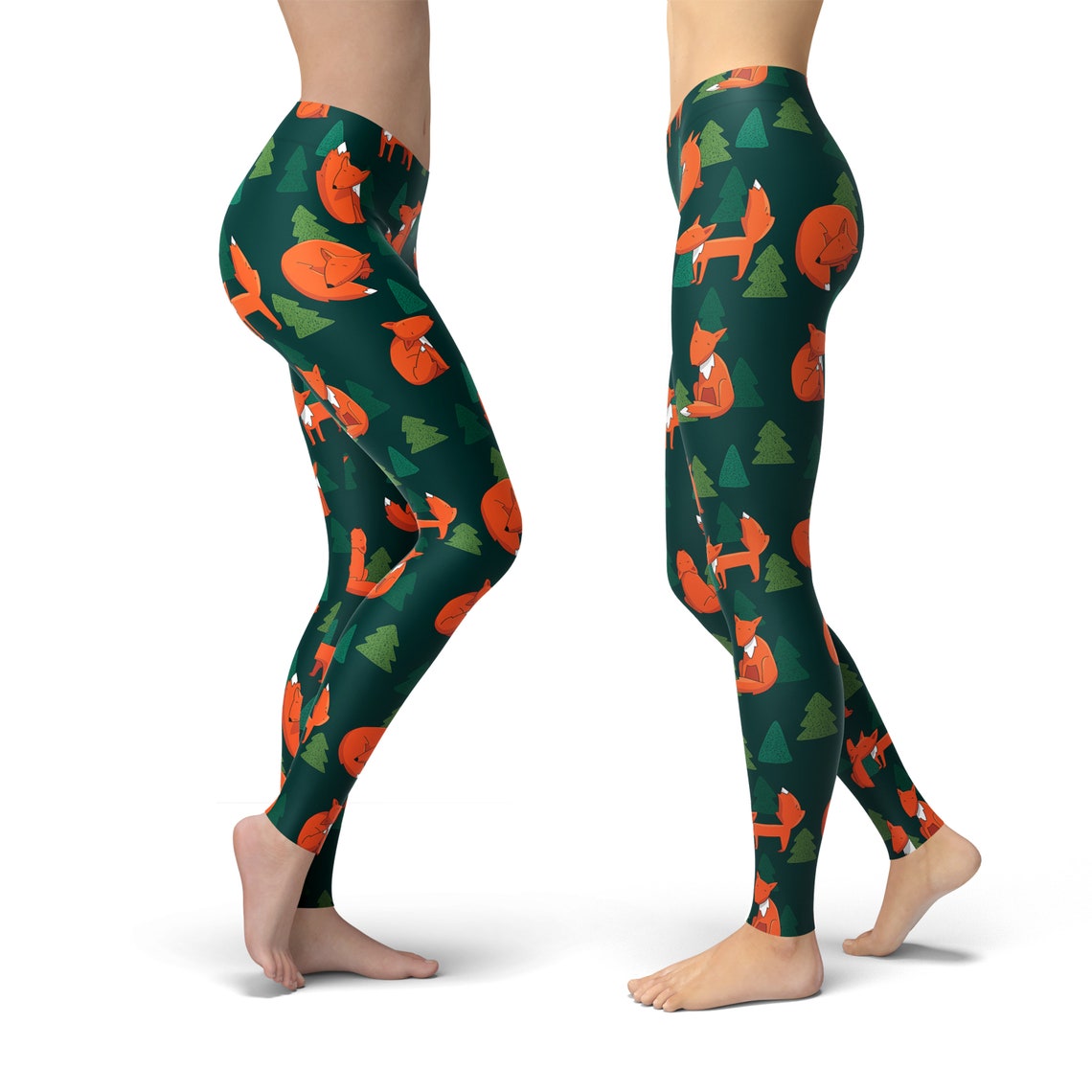 Cute Fox Leggings for Women Cute Animal Leggings Printed Etsy