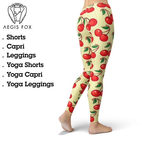 Cherry Print Leggings for Women, Fruit Leggings, Printed Leggings, Yoga  Pants, Yoga Capris, Workout Leggings, Yoga Tights, Workout Leggings -   Canada