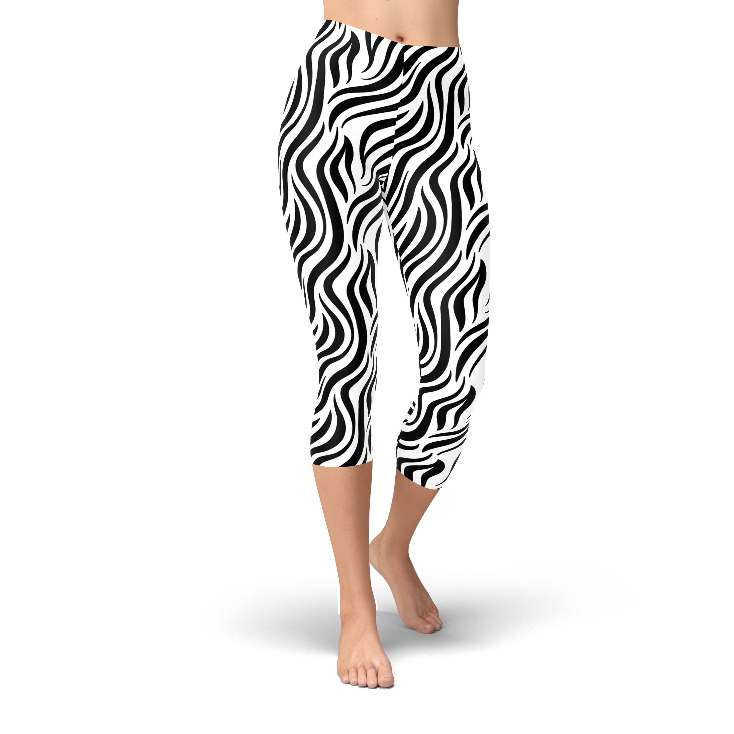 Womens Zebra Print Leggings Animal Print Leggings Black and Etsy