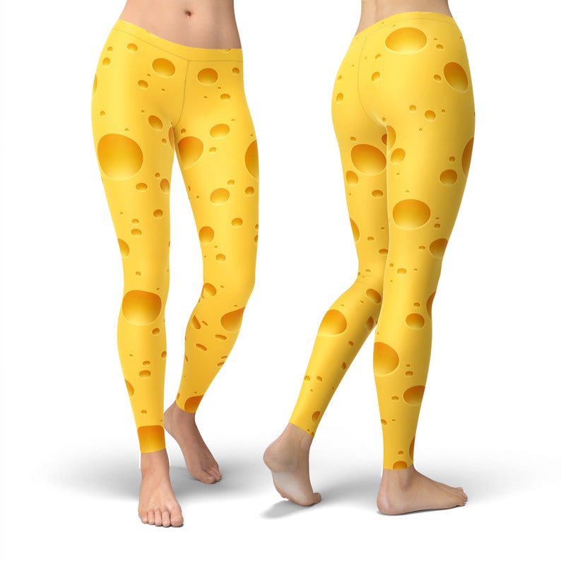 Cheese Leggings for Women, Printed Leggings, Yoga Leggings, High Waist Leggings, Capri Leggings, Cheese Tights, Workout Leggings image 5