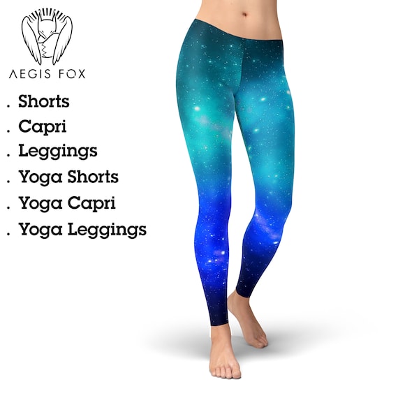 Galactic Magic Blue Leggings, Colorful Galaxy Tights, Festival