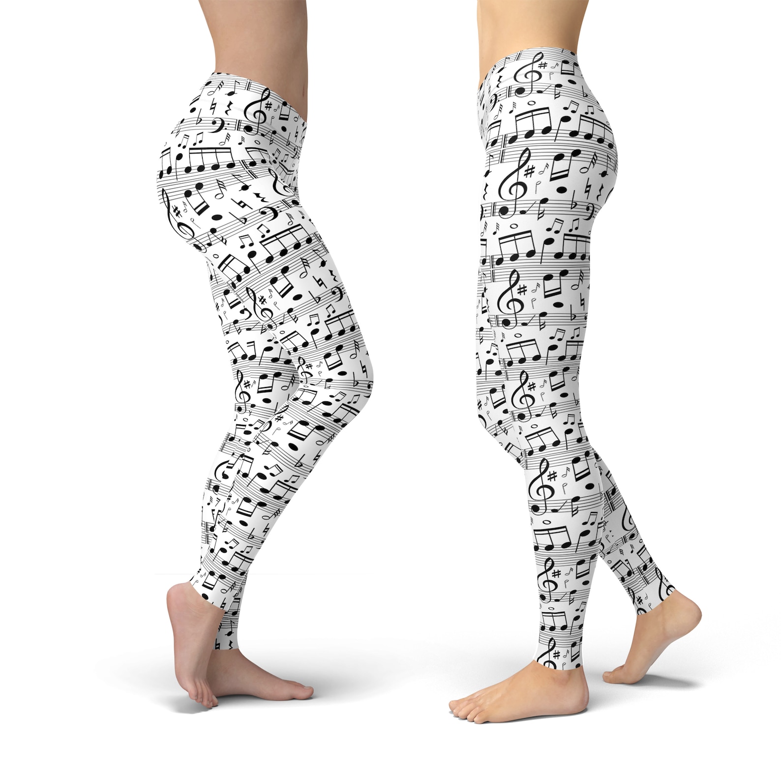 Music Notes Leggings Musical Notes Tights Melody Pattern Etsy