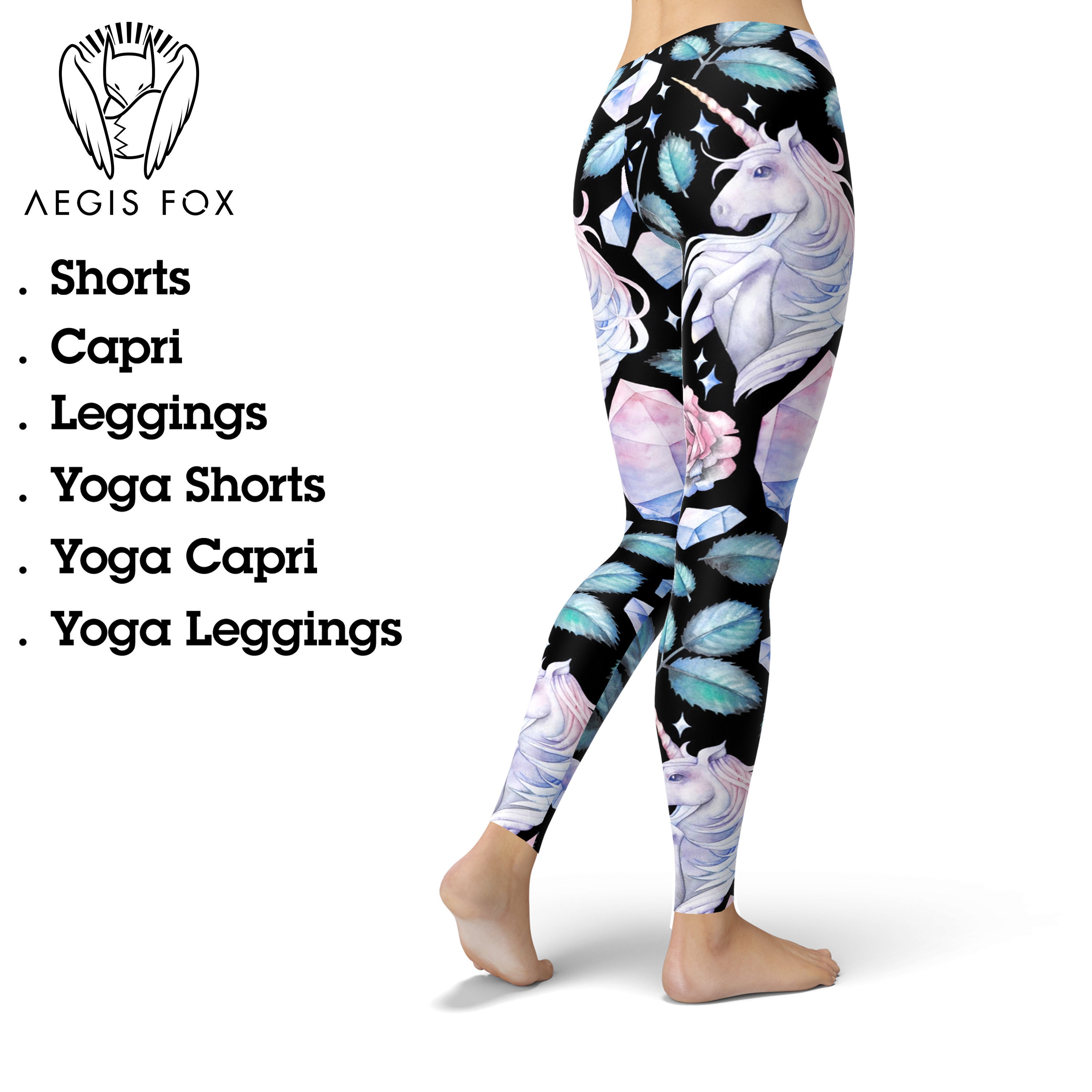Unicorn Leggings for Women Crystals Roses Leggings Unicorn Yoga