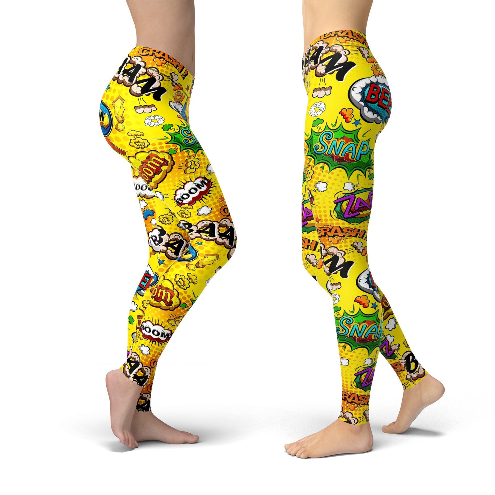 Comic Print Leggings For Women Graffiti Leggings Printed Etsy