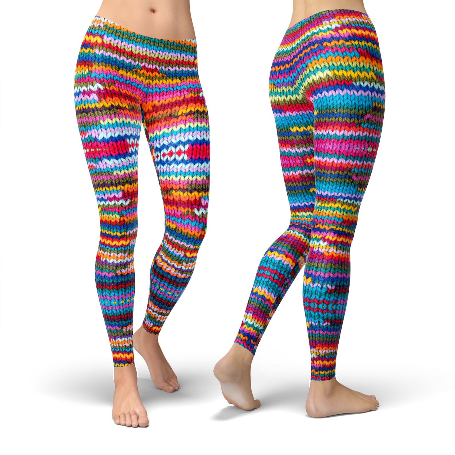 Knitted Pattern Leggings Printed Leggings Yoga Leggings - Etsy