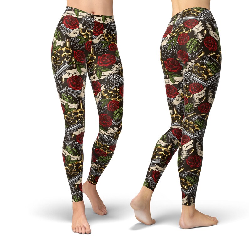Vintage Leggings for Women Gun Leggings Rose Leggings Etsy
