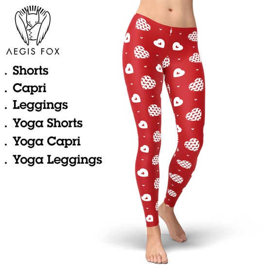 Lovely Heart Leggings Valentine's Day, Valentine's Leggings, Printed  Leggings, Valentines Gifts for Her, Valentine Outfit, Activewear Shorts 