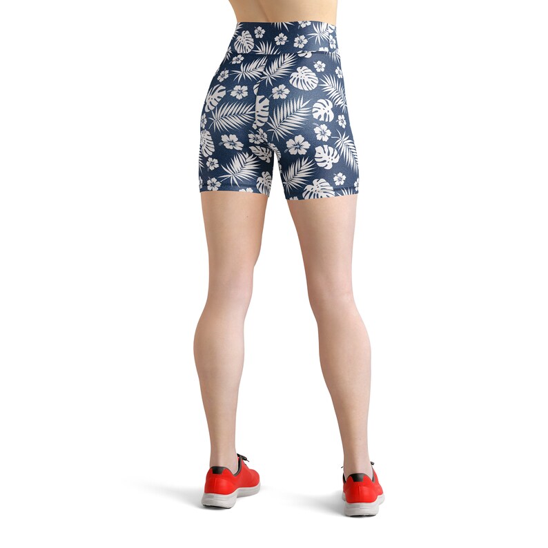 Tropical Spring Pattern on Denim Hight Waist Leggings Floral | Etsy