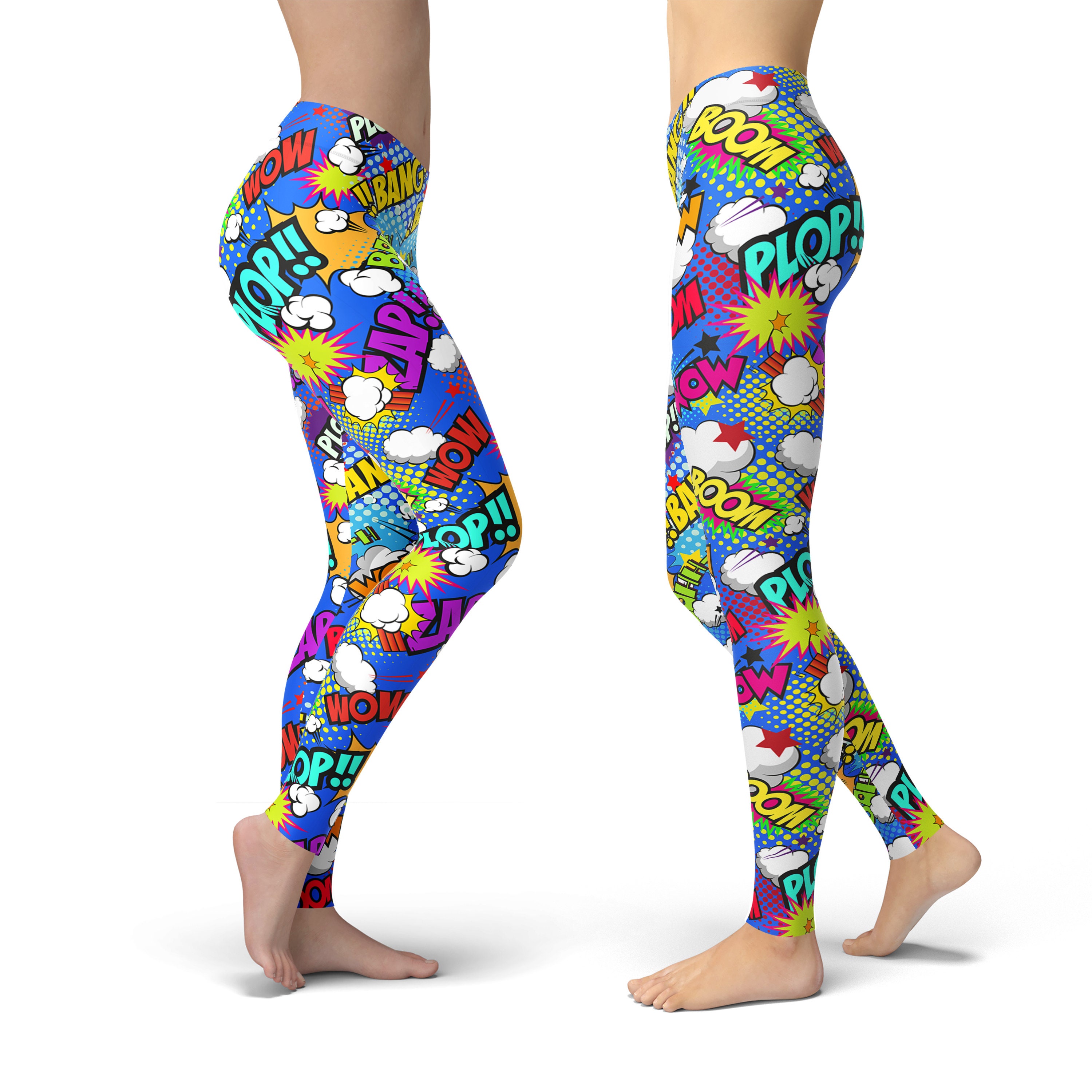 Comic Books Leggings, Superhero Leggings, Comic Print Leggings